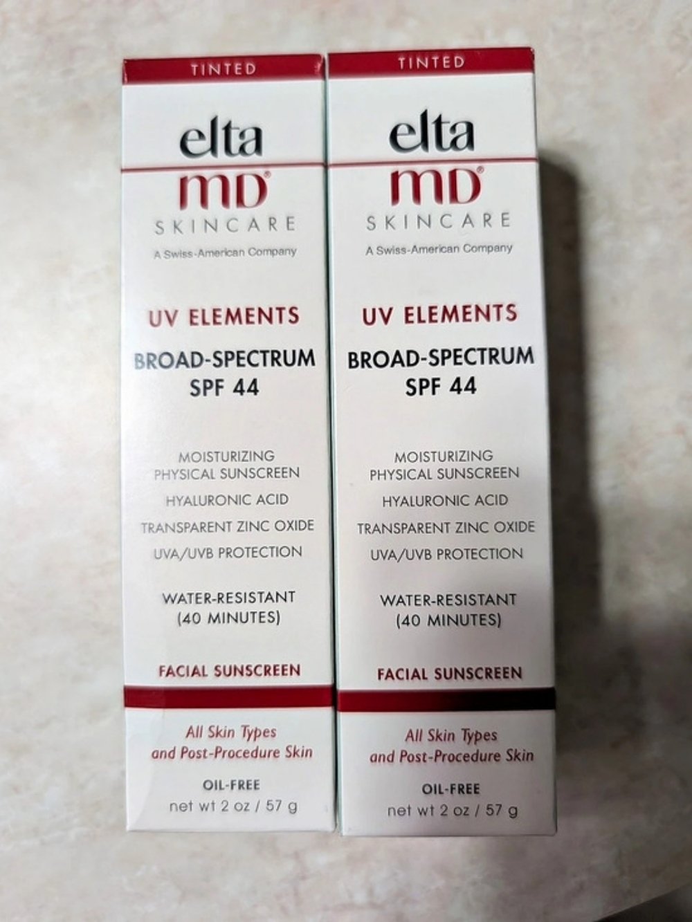 elta md UV Elements Tinted Facial Sunscreen SPF 44 2-Pack NWT